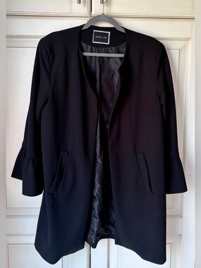 Another Story  Black Collarless Ruffle-Cuff  Blazer/Jacket. XL.